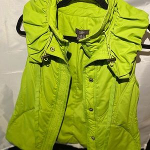 Luii M. Lime Green Vest.  Very cute with zipper, snaps and zipper pockets.